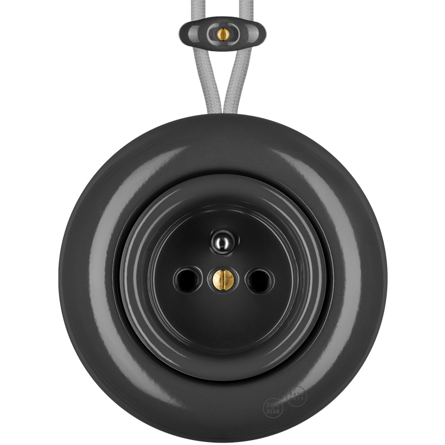 PORCELAIN KATY PATY COLONA ROUND SURFACE MOUNTED EURO SOCKET DARK GREY - DYKE & DEAN