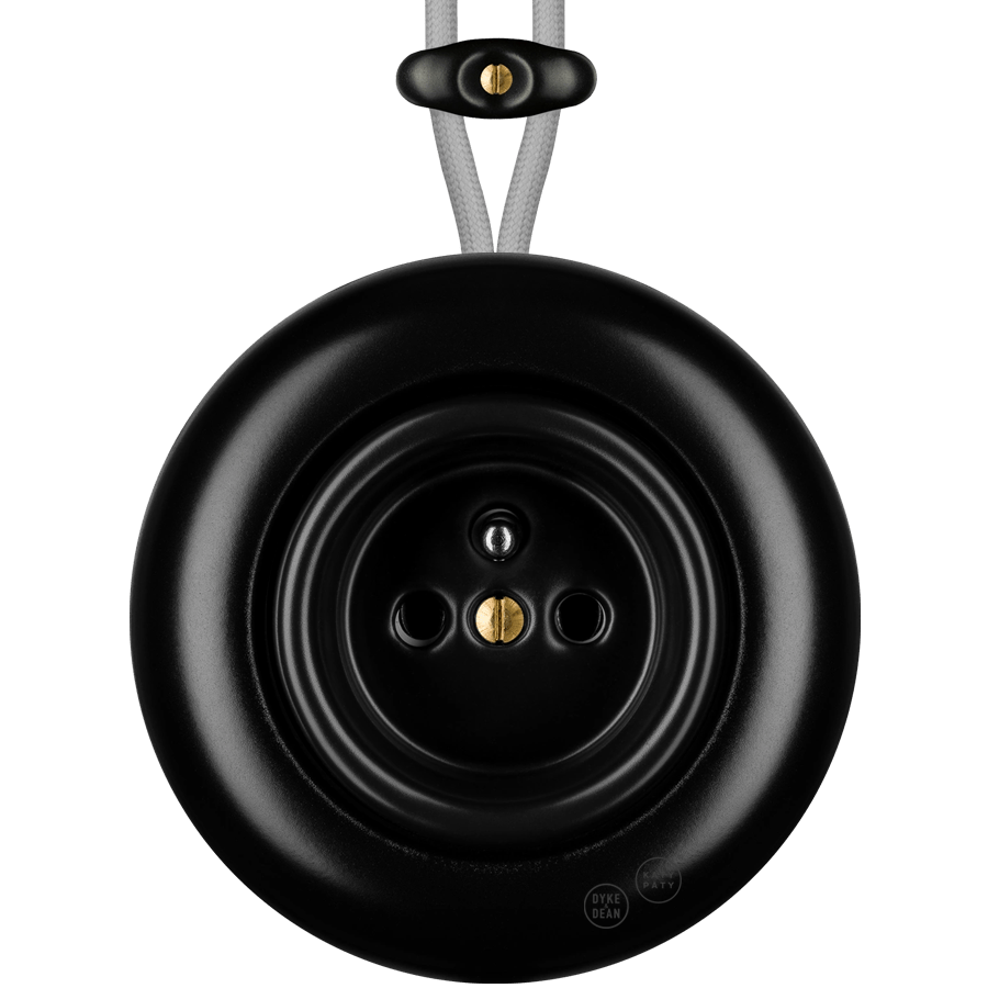 PORCELAIN KATY PATY COLONA ROUND SURFACE MOUNTED EURO SOCKET MATTE BLACK - DYKE & DEAN
