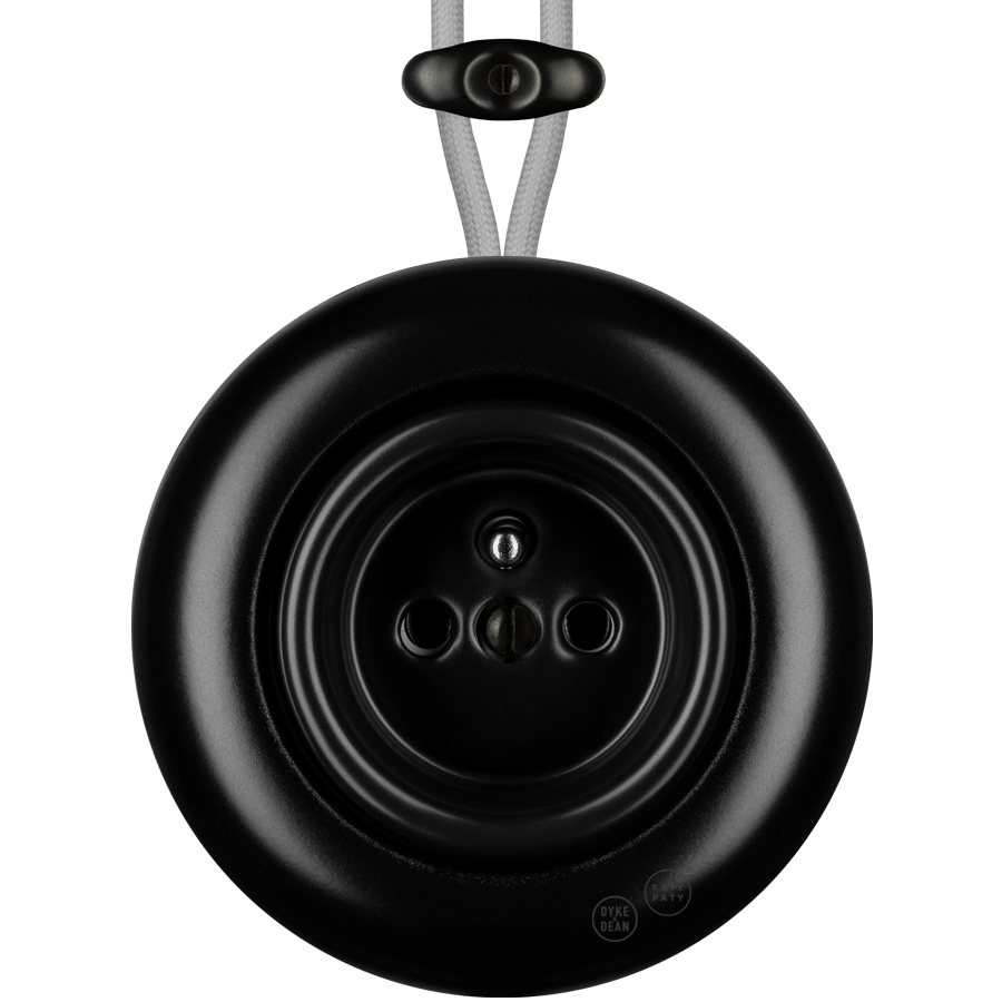 PORCELAIN KATY PATY COLONA ROUND SURFACE MOUNTED EURO SOCKET MATTE BLACK - DYKE & DEAN