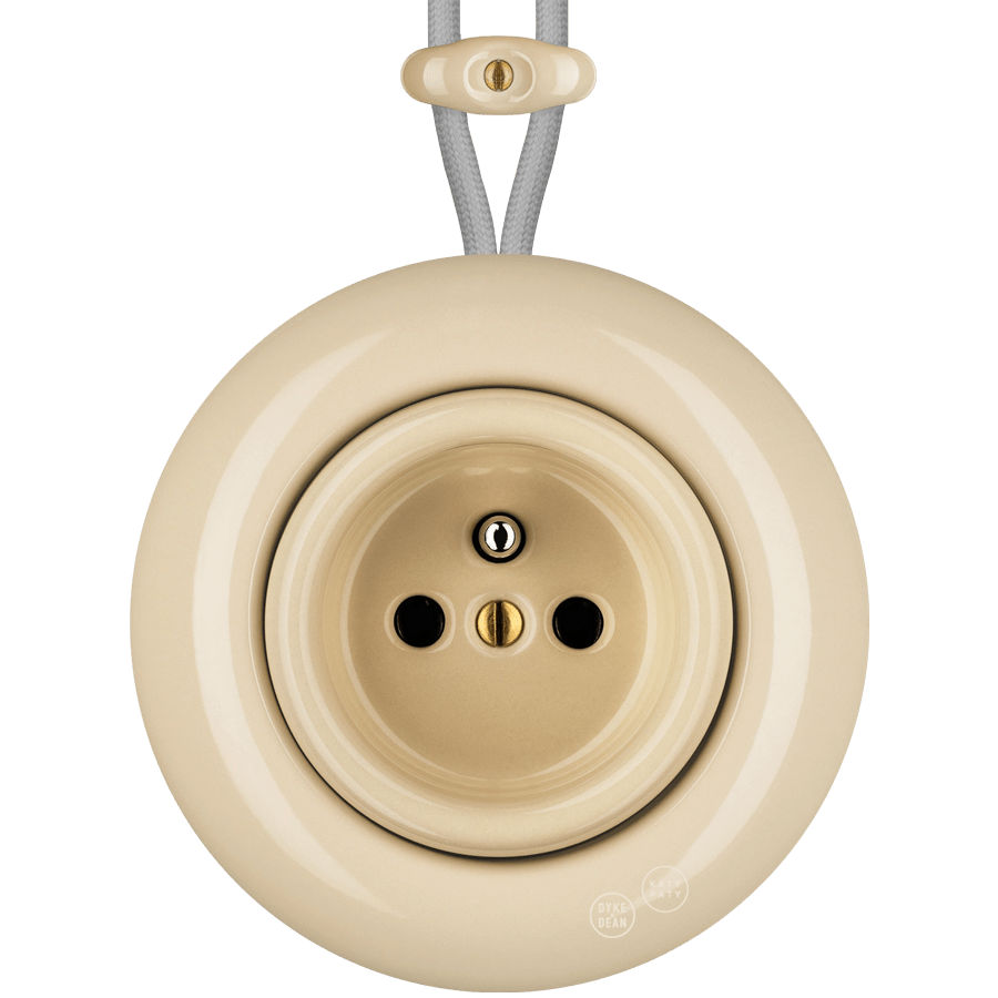 PORCELAIN KATY PATY COLONA ROUND SURFACE MOUNTED EURO SOCKET SAND - DYKE & DEAN