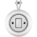 PORCELAIN KATY PATY COLONA ROUND SURFACE MOUNTED FAT BUTTON SWITCH CHROME - DYKE & DEAN