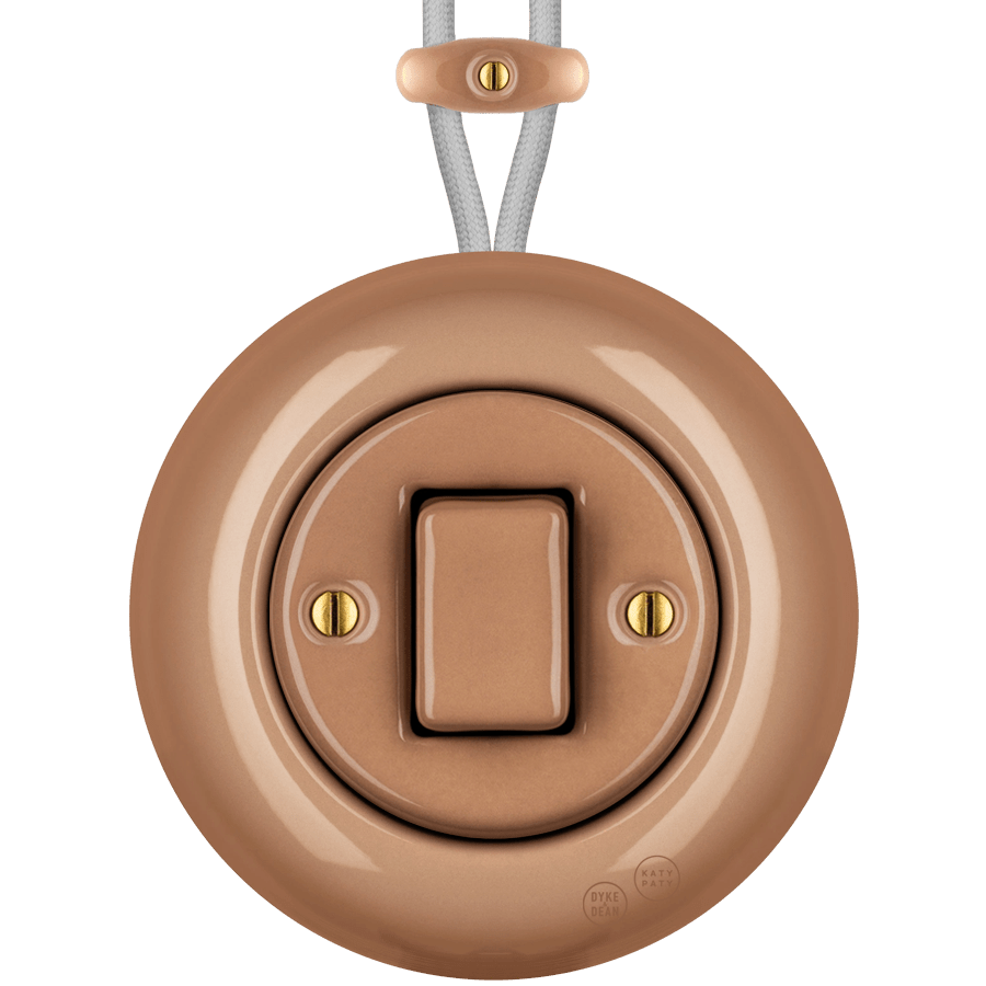 PORCELAIN KATY PATY COLONA ROUND SURFACE MOUNTED FAT BUTTON SWITCH DERMA - DYKE & DEAN
