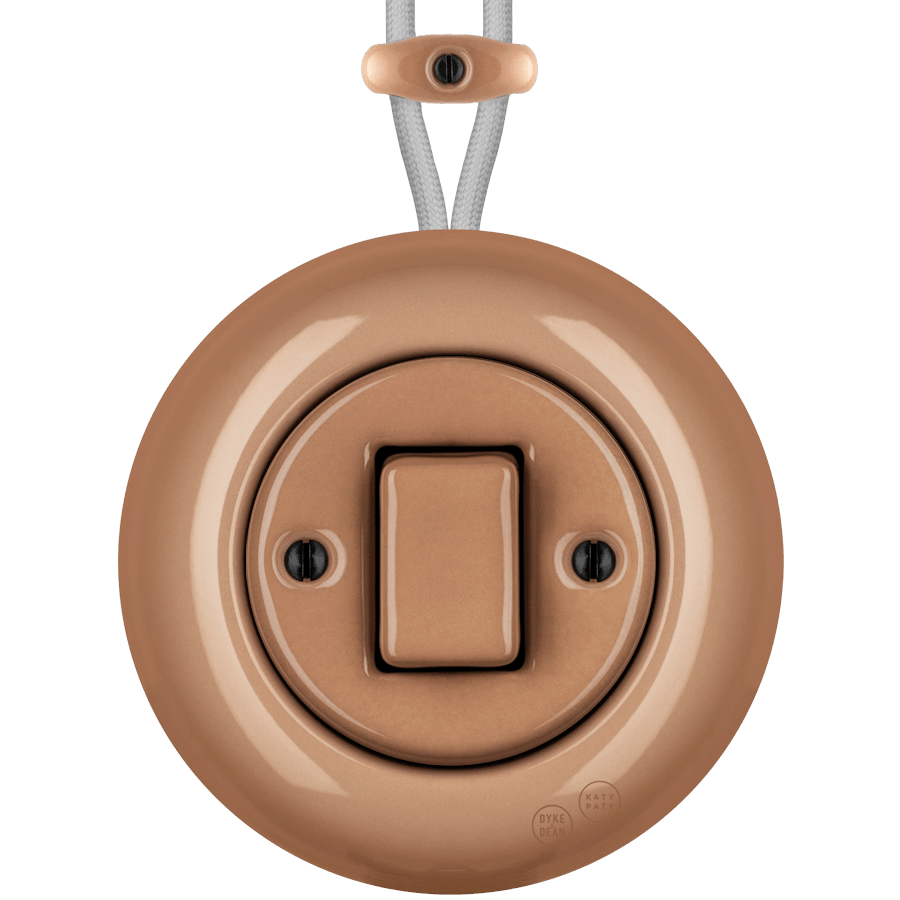 PORCELAIN KATY PATY COLONA ROUND SURFACE MOUNTED FAT BUTTON SWITCH DERMA - DYKE & DEAN