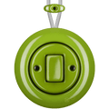 PORCELAIN KATY PATY COLONA ROUND SURFACE MOUNTED FAT BUTTON SWITCH GREEN - DYKE & DEAN