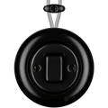 PORCELAIN KATY PATY COLONA ROUND SURFACE MOUNTED FAT BUTTON SWITCH MATTE BLACK - DYKE & DEAN
