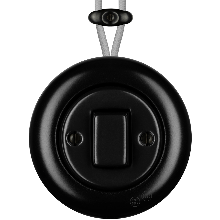 PORCELAIN KATY PATY COLONA ROUND SURFACE MOUNTED FAT BUTTON SWITCH MATTE BLACK - DYKE & DEAN