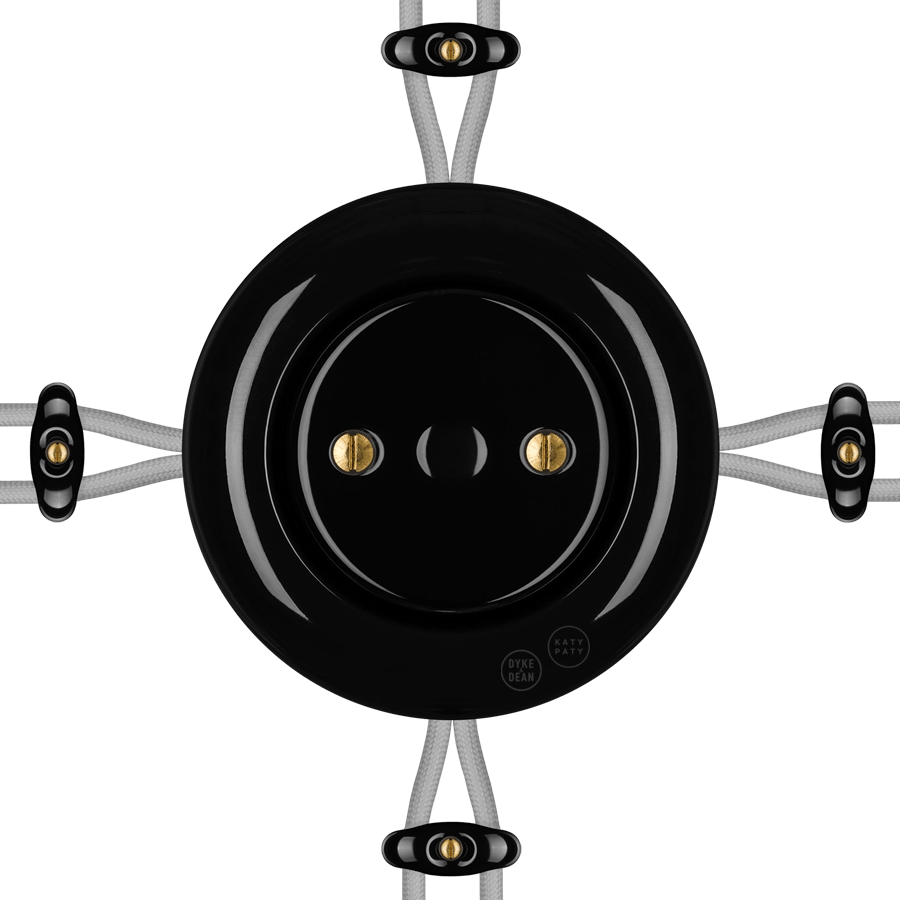 PORCELAIN KATY PATY COLONA ROUND SURFACE MOUNTED JUNCTION BOX BLACK - DYKE & DEAN