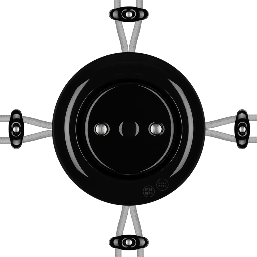 PORCELAIN KATY PATY COLONA ROUND SURFACE MOUNTED JUNCTION BOX BLACK - DYKE & DEAN