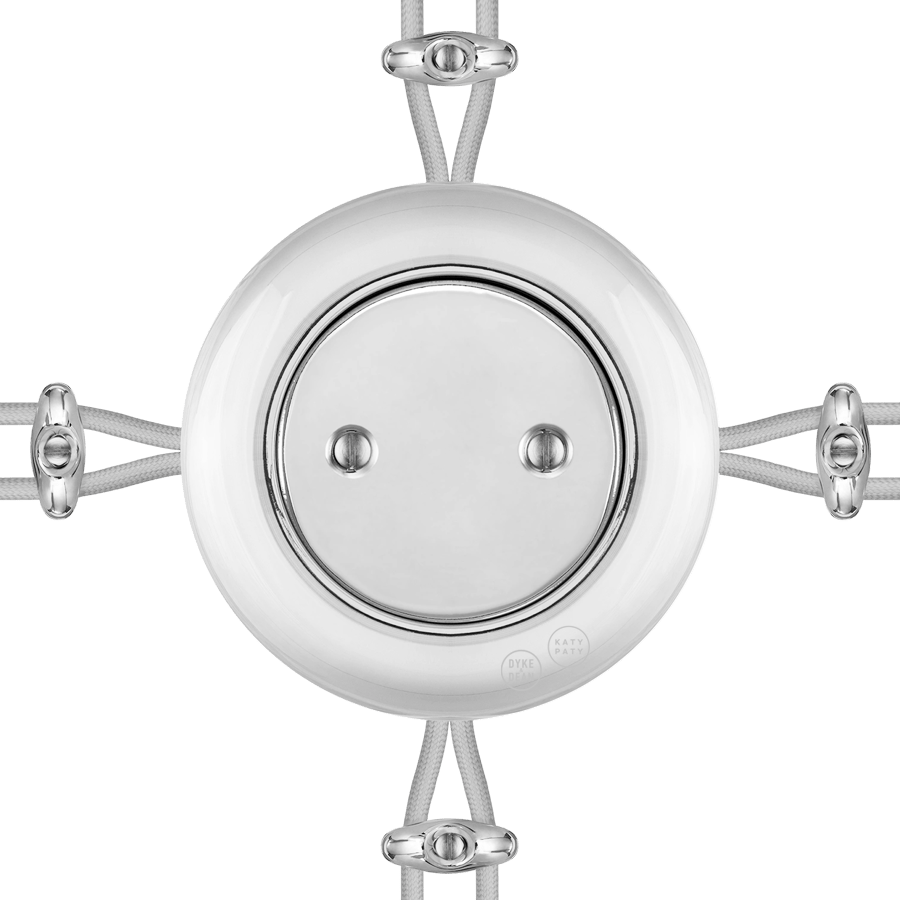 PORCELAIN KATY PATY COLONA ROUND SURFACE MOUNTED JUNCTION BOX CHROME - DYKE & DEAN