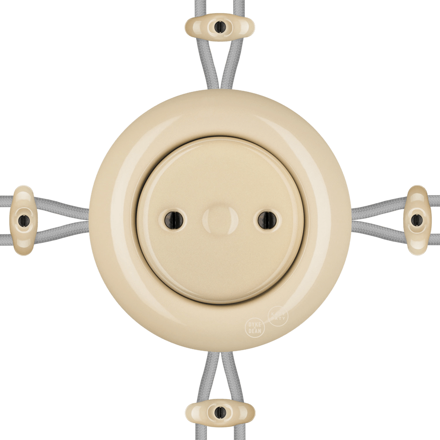 PORCELAIN KATY PATY COLONA ROUND SURFACE MOUNTED JUNCTION BOX SAND - DYKE & DEAN