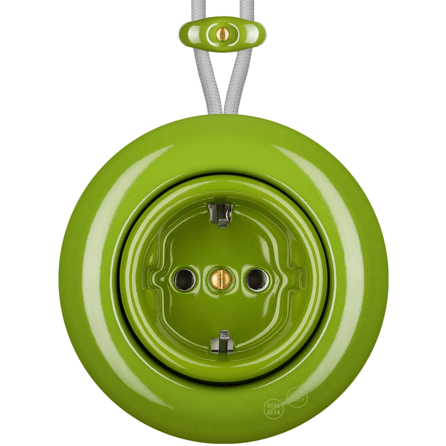 PORCELAIN KATY PATY COLONA ROUND SURFACE MOUNTED SCHUKO SOCKET GREEN - DYKE & DEAN