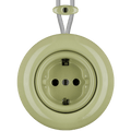 PORCELAIN KATY PATY COLONA ROUND SURFACE MOUNTED SCHUKO SOCKET MOSS GREEN - DYKE & DEAN