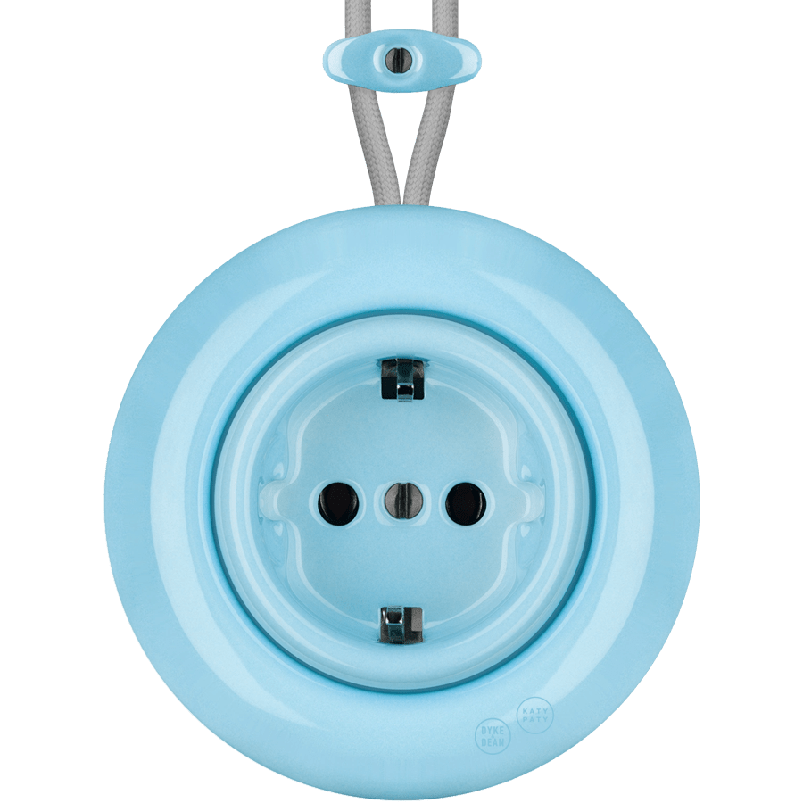 PORCELAIN KATY PATY COLONA ROUND SURFACE MOUNTED SCHUKO SOCKET PASTEL BLUE - DYKE & DEAN
