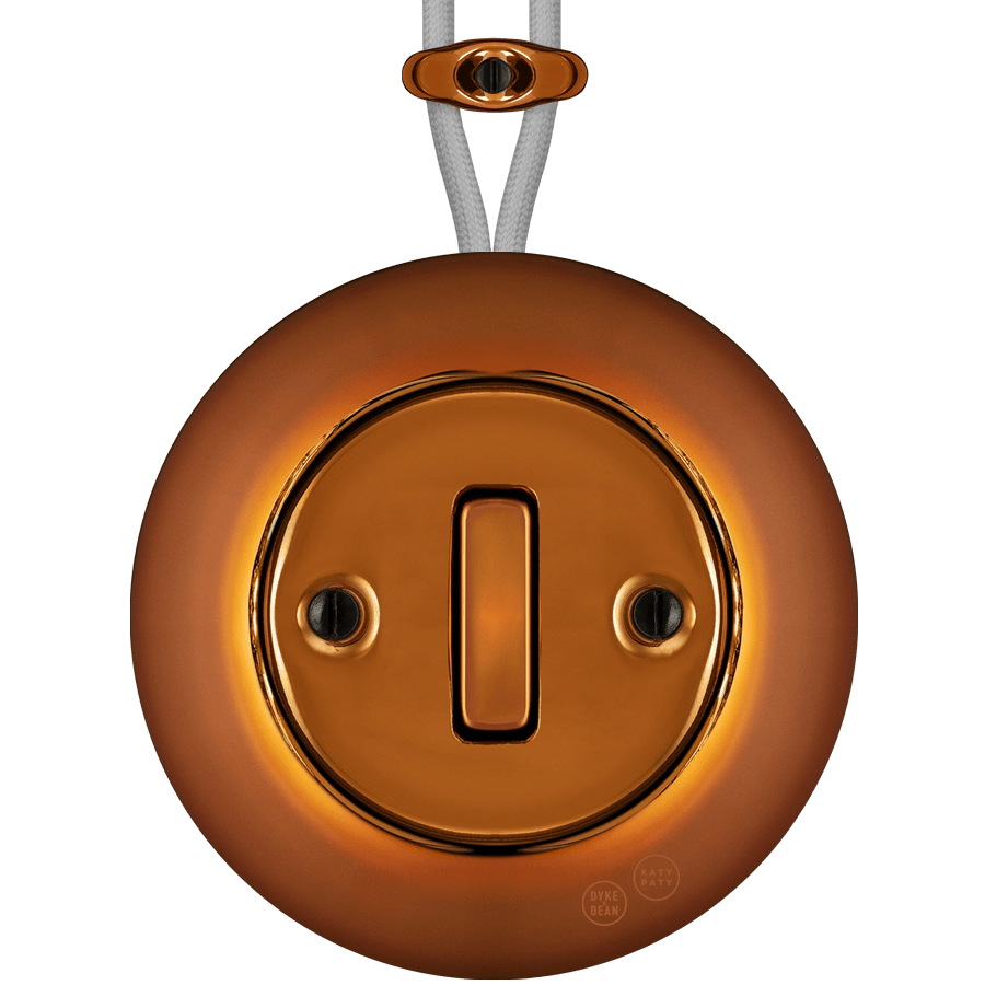 PORCELAIN KATY PATY COLONA ROUND SURFACE MOUNTED SLIM BUTTON SWITCH BRONZE - DYKE & DEAN