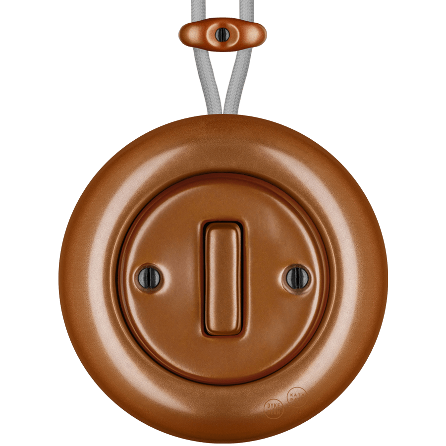 PORCELAIN KATY PATY COLONA ROUND SURFACE MOUNTED SLIM BUTTON SWITCH COPPER - DYKE & DEAN
