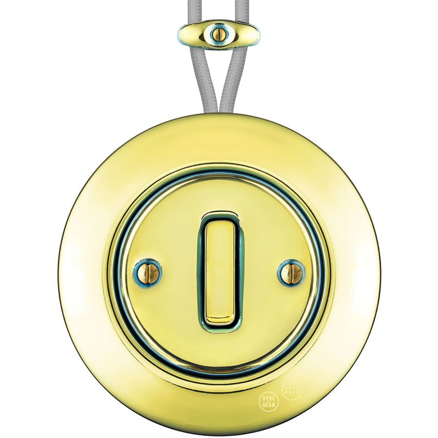 PORCELAIN KATY PATY COLONA ROUND SURFACE MOUNTED SLIM BUTTON SWITCH LUCEDO - DYKE & DEAN