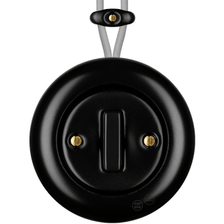 PORCELAIN KATY PATY COLONA ROUND SURFACE MOUNTED SLIM BUTTON SWITCH MATTE BLACK - DYKE & DEAN
