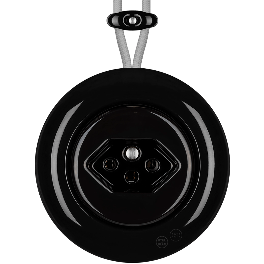 PORCELAIN KATY PATY COLONA ROUND SURFACE MOUNTED SWISS SOCKET BLACK - DYKE & DEAN