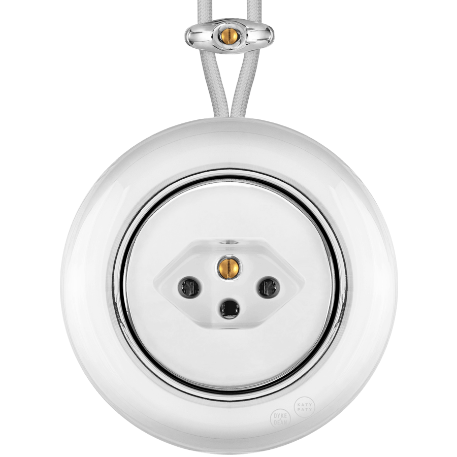 PORCELAIN KATY PATY COLONA ROUND SURFACE MOUNTED SWISS SOCKET CHROME - DYKE & DEAN