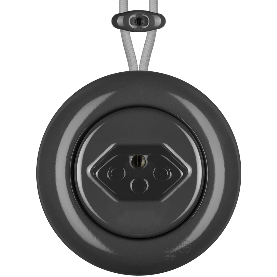 PORCELAIN KATY PATY COLONA ROUND SURFACE MOUNTED SWISS SOCKET DARK GREY - DYKE & DEAN