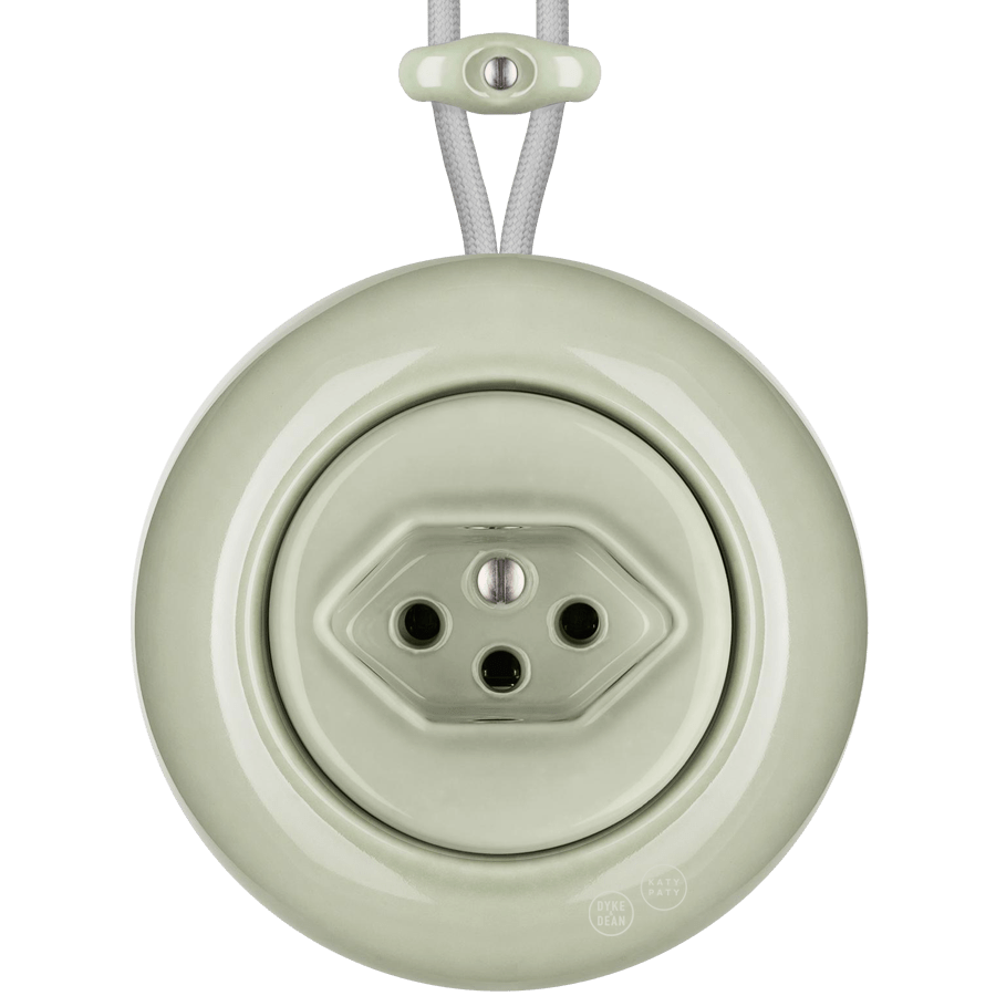 PORCELAIN KATY PATY COLONA ROUND SURFACE MOUNTED SWISS SOCKET GREY GREEN - DYKE & DEAN