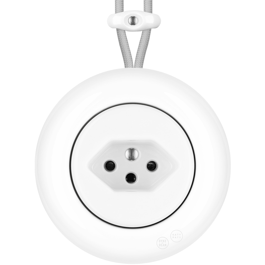 PORCELAIN KATY PATY COLONA ROUND SURFACE MOUNTED SWISS SOCKET WHITE - DYKE & DEAN