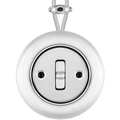 PORCELAIN KATY PATY COLONA ROUND SURFACE MOUNTED TOGGLE BUTTON SWITCH CHROME - DYKE & DEAN