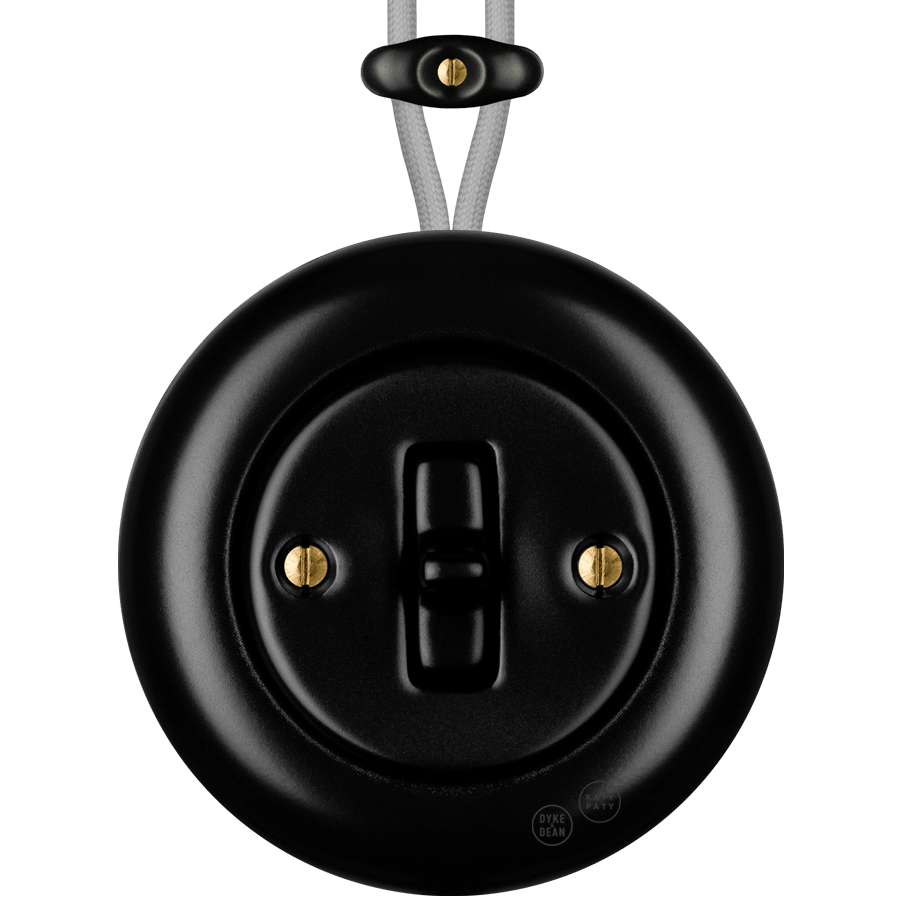 PORCELAIN KATY PATY COLONA ROUND SURFACE MOUNTED TOGGLE BUTTON SWITCH MATTE BLACK - DYKE & DEAN