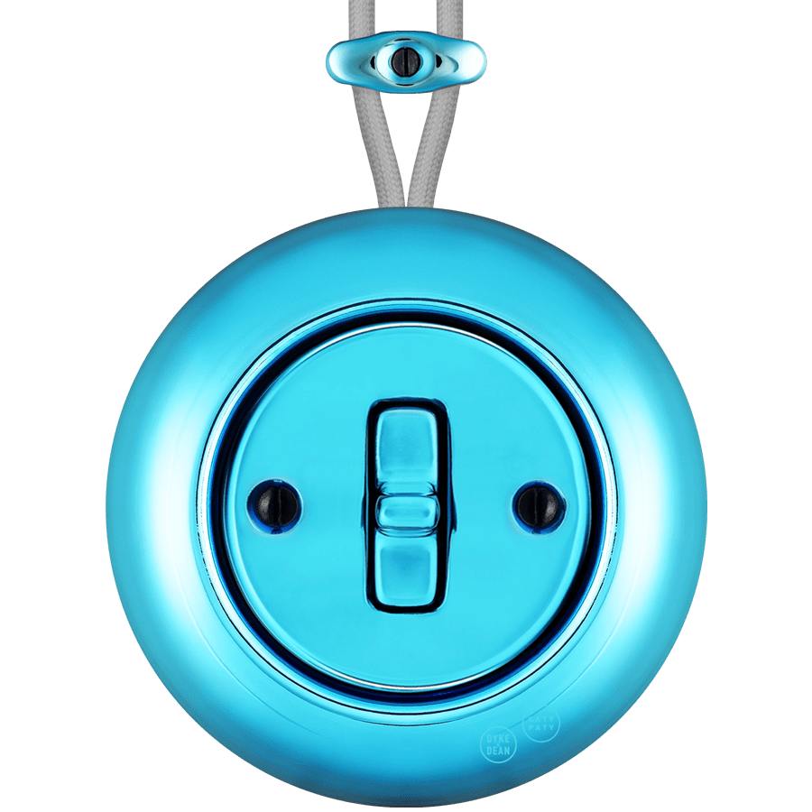 PORCELAIN KATY PATY COLONA ROUND SURFACE MOUNTED TOGGLE BUTTON SWITCH SKY BLUE - DYKE & DEAN
