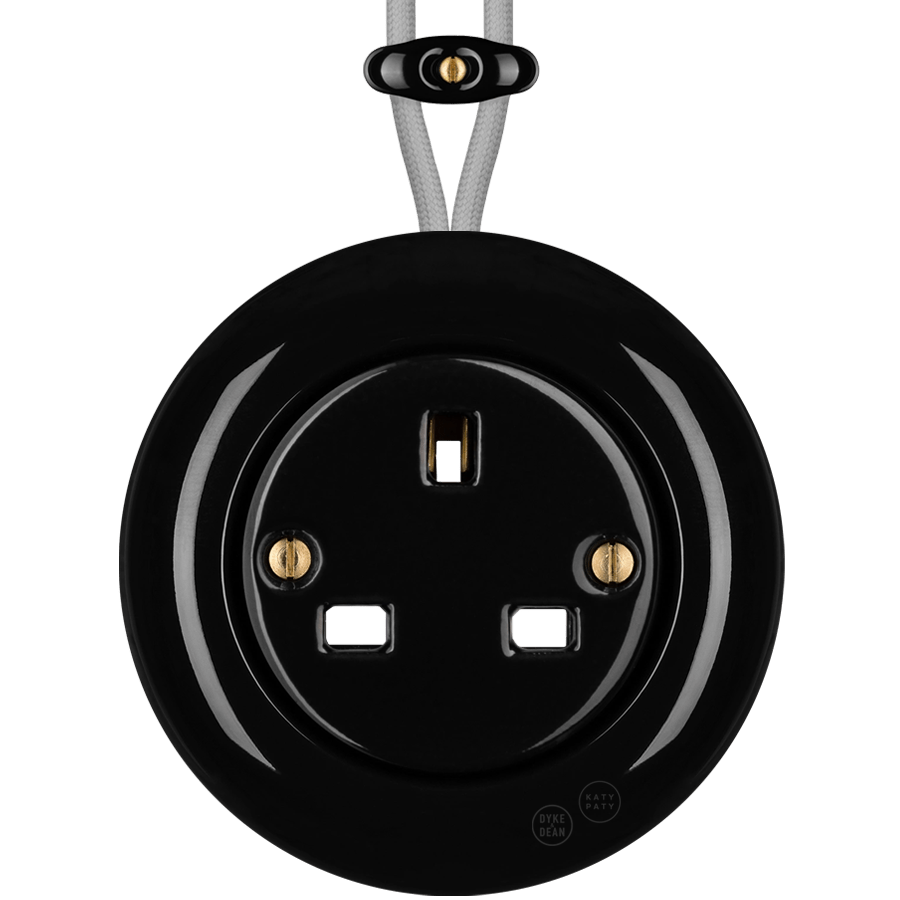 PORCELAIN KATY PATY COLONA ROUND SURFACE MOUNTED UK SOCKET BLACK - DYKE & DEAN