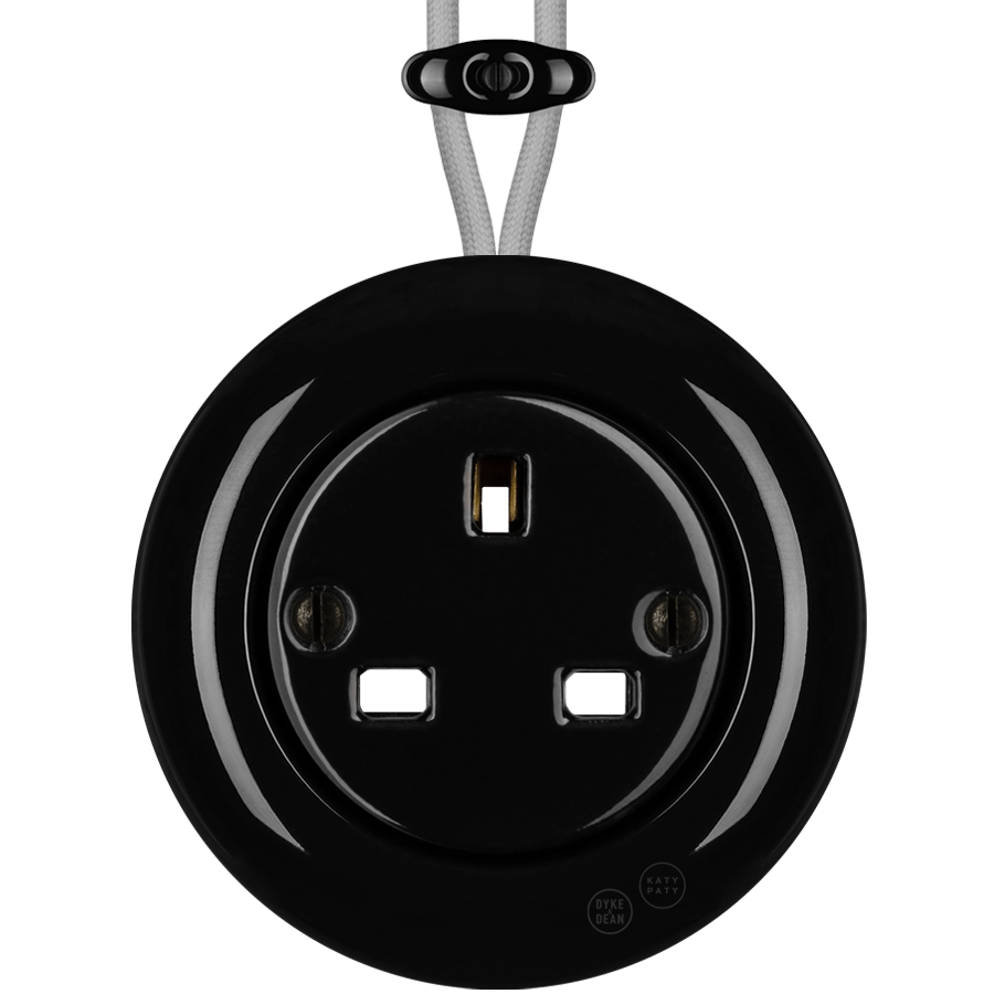 PORCELAIN KATY PATY COLONA ROUND SURFACE MOUNTED UK SOCKET BLACK - DYKE & DEAN