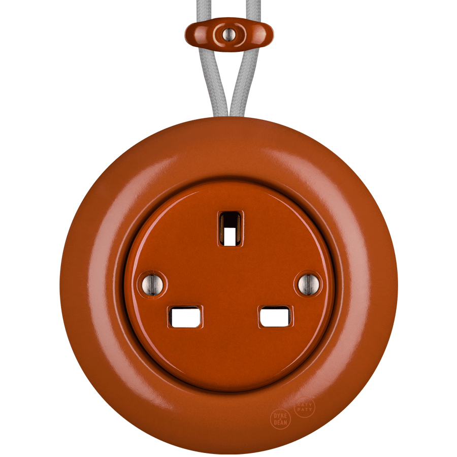 PORCELAIN KATY PATY COLONA ROUND SURFACE MOUNTED UK SOCKET BRICK RED - DYKE & DEAN