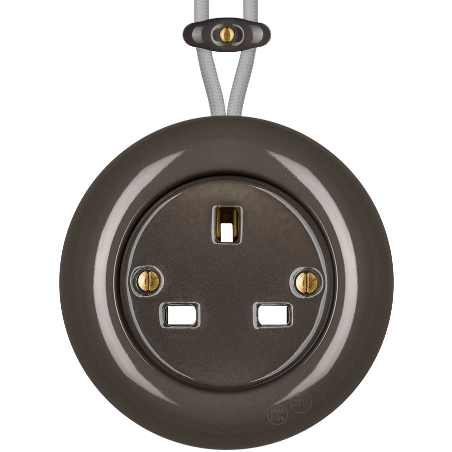 PORCELAIN KATY PATY COLONA ROUND SURFACE MOUNTED UK SOCKET BROWN - DYKE & DEAN