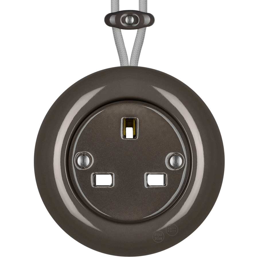 PORCELAIN KATY PATY COLONA ROUND SURFACE MOUNTED UK SOCKET BROWN - DYKE & DEAN