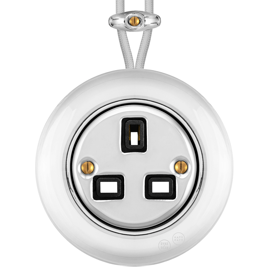 PORCELAIN KATY PATY COLONA ROUND SURFACE MOUNTED UK SOCKET CHROME - DYKE & DEAN