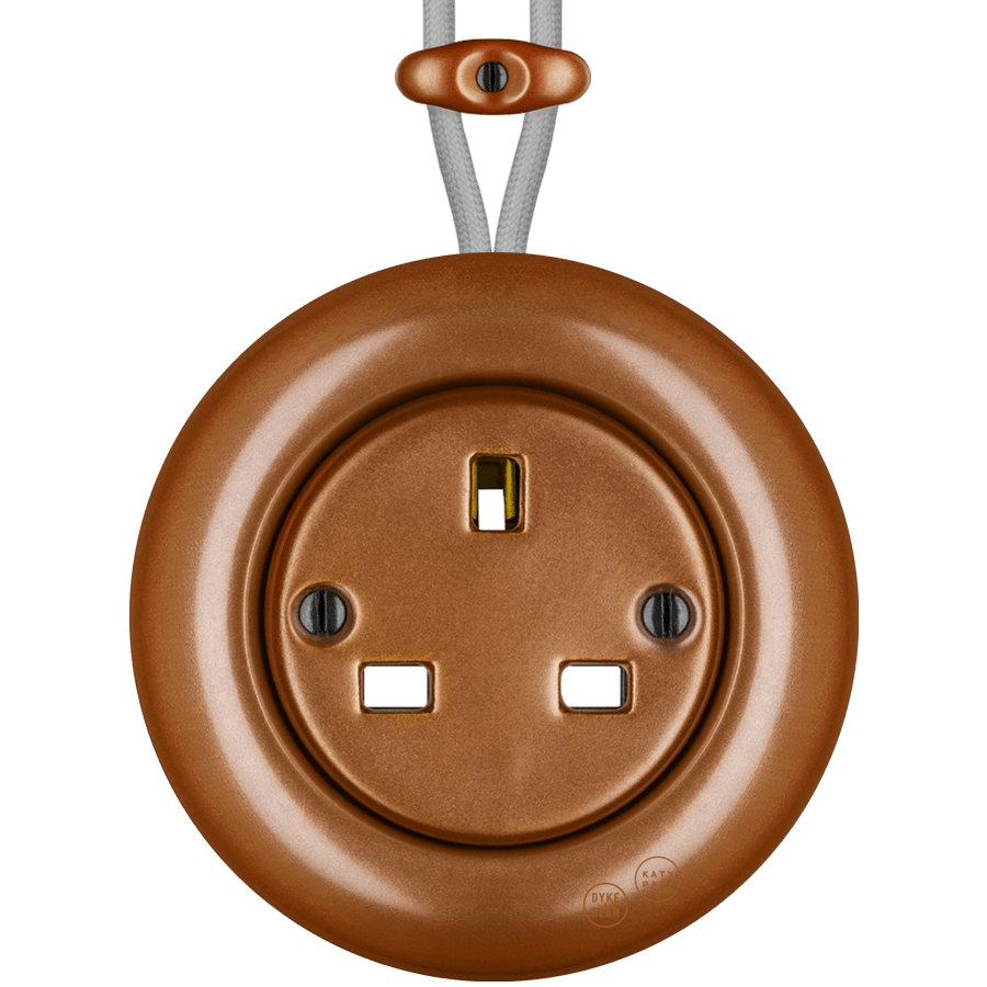 PORCELAIN KATY PATY COLONA ROUND SURFACE MOUNTED UK SOCKET COPPER - DYKE & DEAN