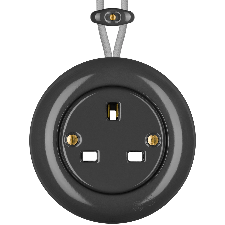 PORCELAIN KATY PATY COLONA ROUND SURFACE MOUNTED UK SOCKET DARK GREY - DYKE & DEAN