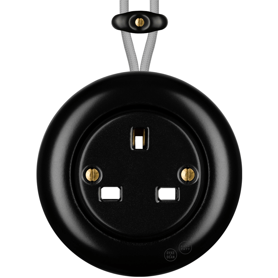 PORCELAIN KATY PATY COLONA ROUND SURFACE MOUNTED UK SOCKET MATTE BLACK - DYKE & DEAN