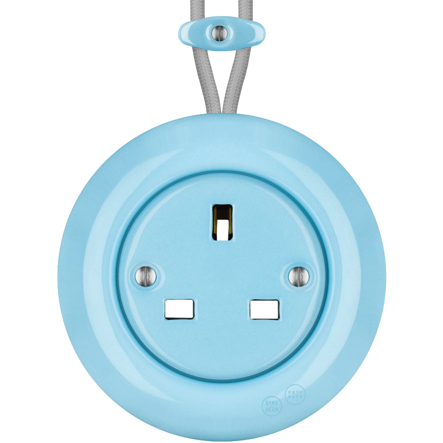 PORCELAIN KATY PATY COLONA ROUND SURFACE MOUNTED UK SOCKET PASTEL BLUE - DYKE & DEAN