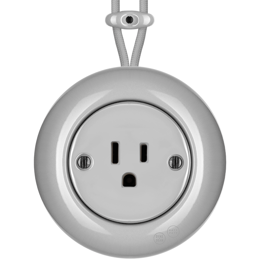 PORCELAIN KATY PATY COLONA ROUND SURFACE MOUNTED USA 15AMP SOCKET GREY - DYKE & DEAN