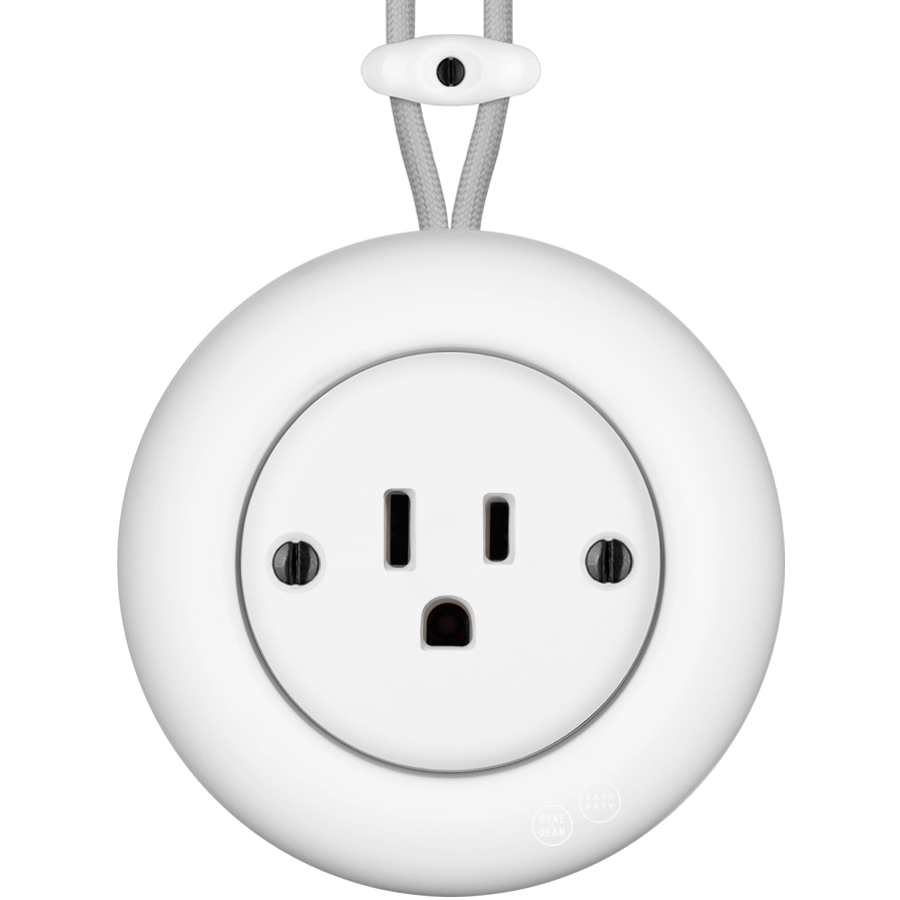 PORCELAIN KATY PATY COLONA ROUND SURFACE MOUNTED USA 15AMP SOCKET MATTE WHITE - DYKE & DEAN
