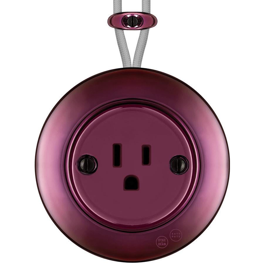PORCELAIN KATY PATY COLONA ROUND SURFACE MOUNTED USA 15AMP SOCKET PURPLE - DYKE & DEAN
