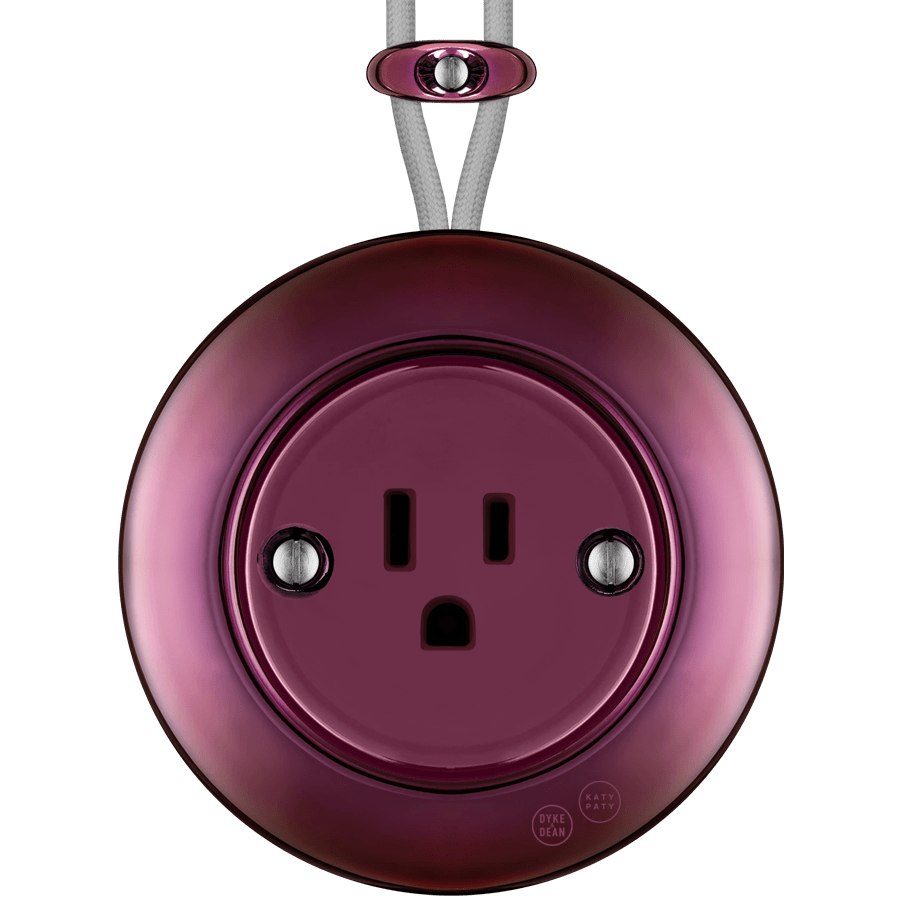 PORCELAIN KATY PATY COLONA ROUND SURFACE MOUNTED USA 15AMP SOCKET PURPLE - DYKE & DEAN