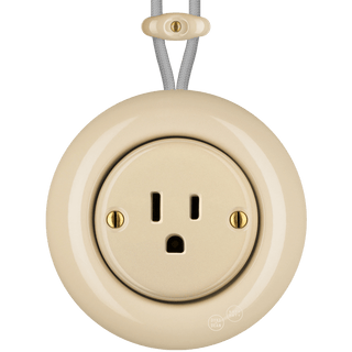 PORCELAIN KATY PATY COLONA ROUND SURFACE MOUNTED USA 15AMP SOCKET SAND - DYKE & DEAN