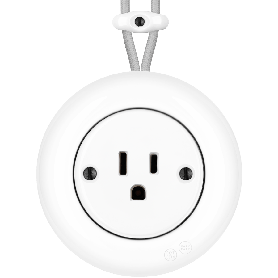 PORCELAIN KATY PATY COLONA ROUND SURFACE MOUNTED USA 15AMP SOCKET WHITE - DYKE & DEAN