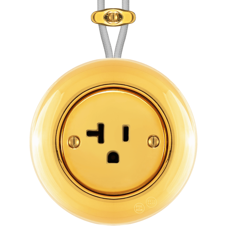 PORCELAIN KATY PATY COLONA ROUND SURFACE MOUNTED USA 20AMP SOCKET GOLD - DYKE & DEAN