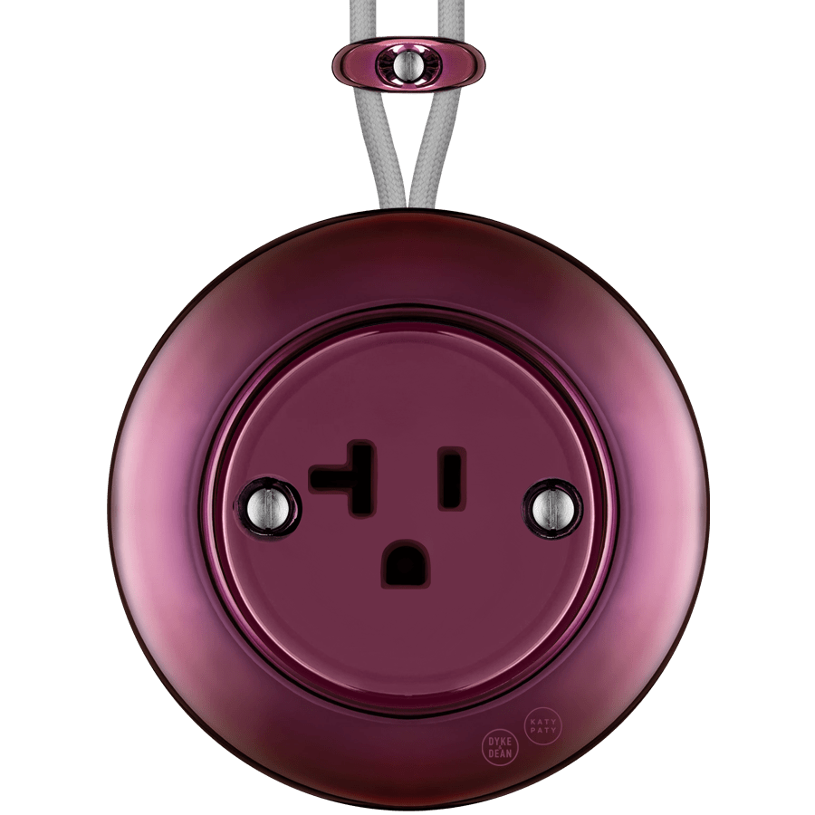PORCELAIN KATY PATY COLONA ROUND SURFACE MOUNTED USA 20AMP SOCKET PURPLE - DYKE & DEAN