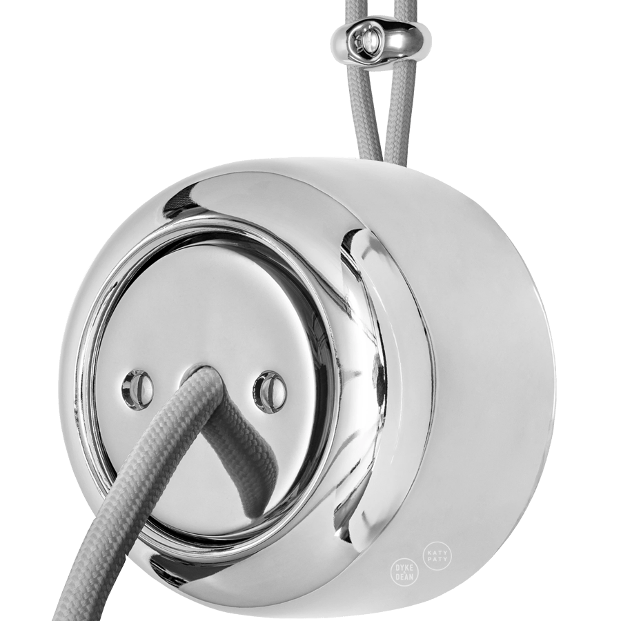 PORCELAIN ROUND SURFACE MOUNTED CABLE GLAND SOCKET CHROME - DYKE & DEAN