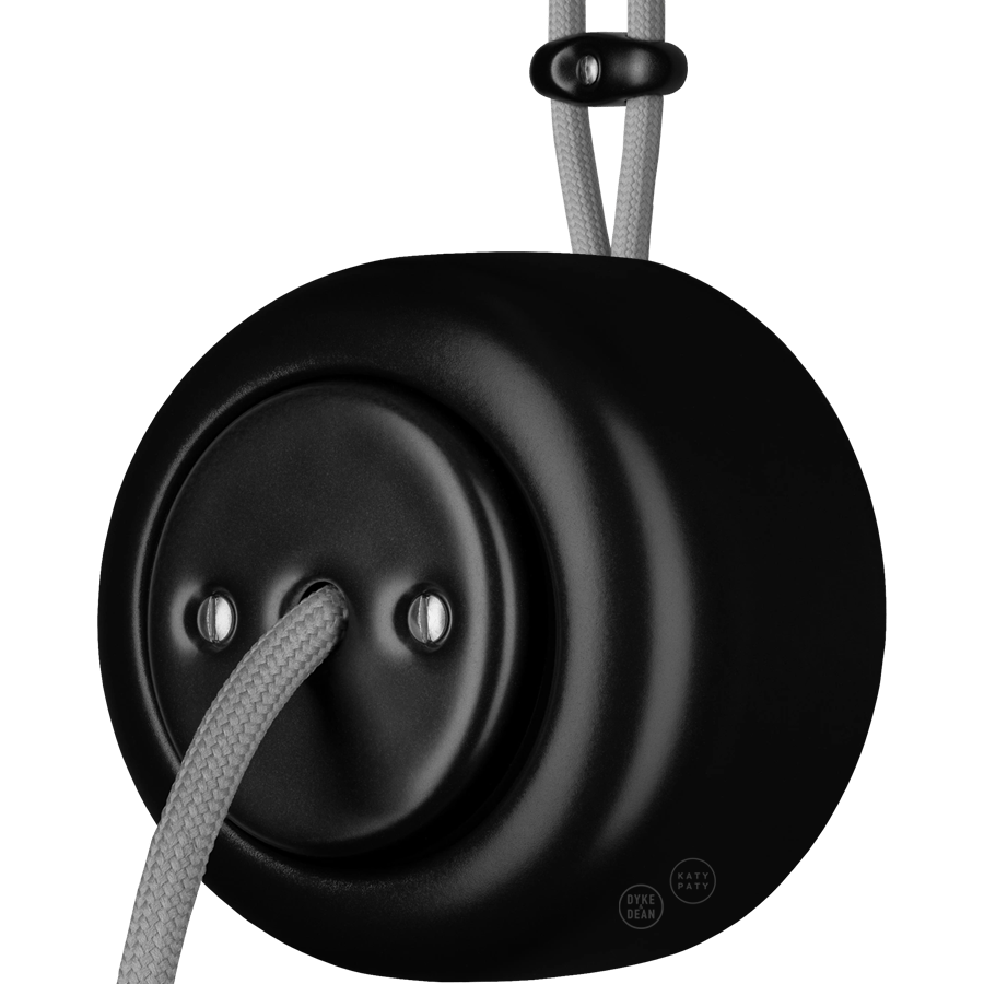 PORCELAIN ROUND SURFACE MOUNTED CABLE GLAND SOCKET MATTE BLACK - DYKE & DEAN