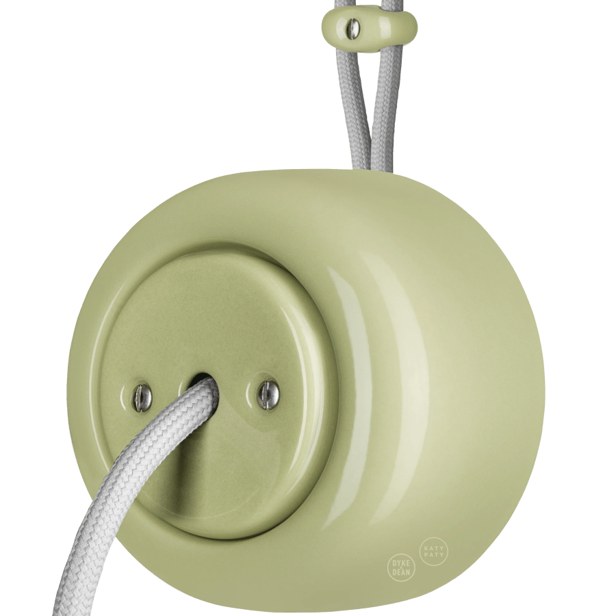 PORCELAIN ROUND SURFACE MOUNTED CABLE GLAND SOCKET MOSS GREEN - DYKE & DEAN